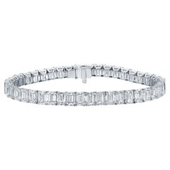 GIA-zertifiziertes Tennisarmband aus Platin mit 31 Karat Diamanten im Smaragdschliff