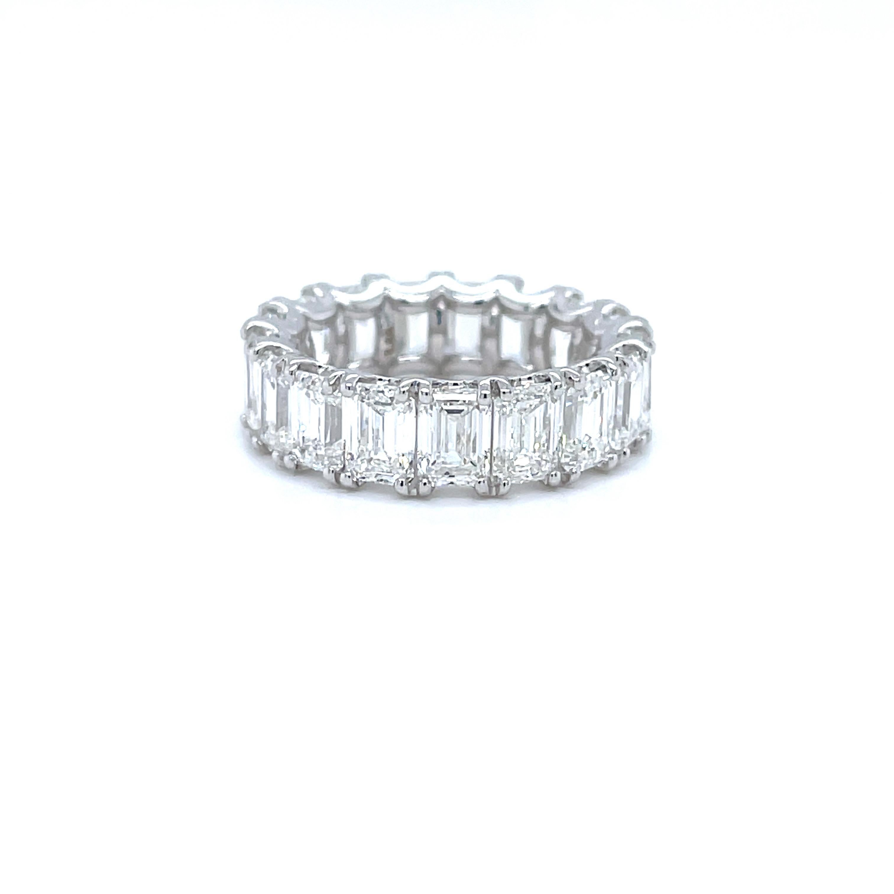 Embrace Timeless Luxury with a GIA Certified 8.88ct Emerald Eternity Diamond Ring

Indulge in unparalleled luxury with this stunning eternity diamond ring. This exquisite piece features a continuous band of 17 breathtaking emerald cut diamonds, each