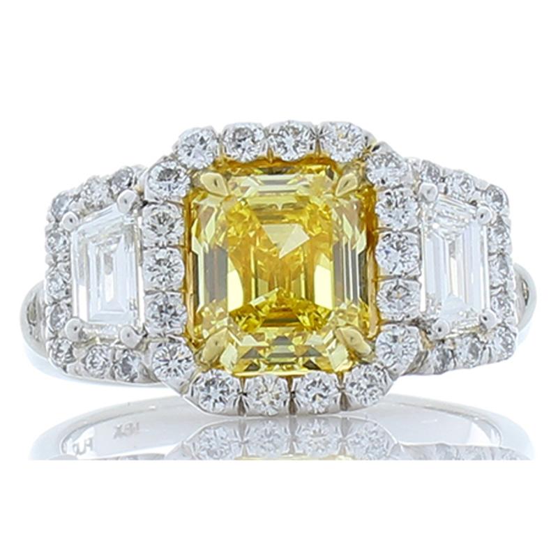 yellow diamond emerald cut ring
