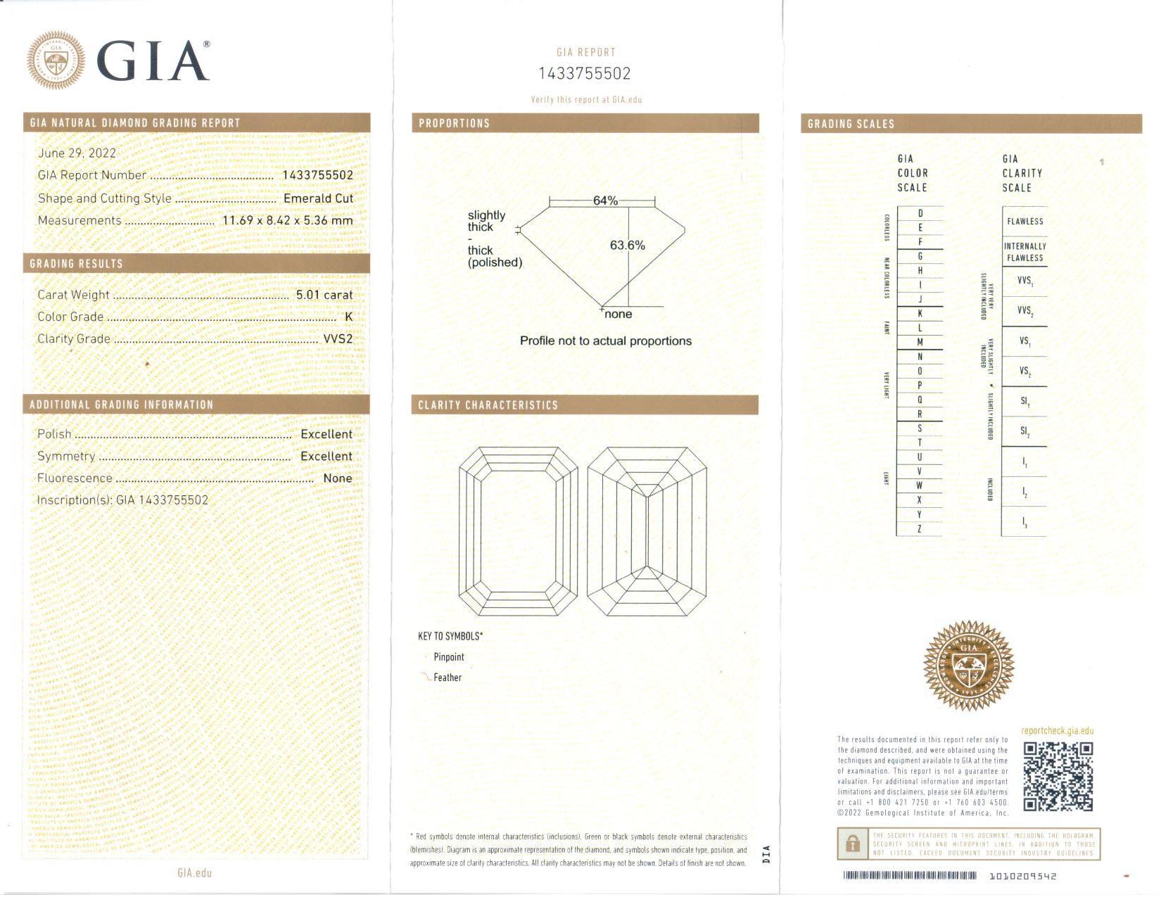 GIA-zertifizierter Solitär-Diamant-Verlobungsring mit 5,01 Karat VVS2 im Smaragdschliff im Angebot 4