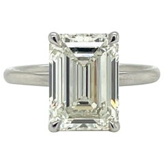 GIA Certified Emerald Cut Solitaire Diamond Engagement Ring 5.01 Carat VVS2