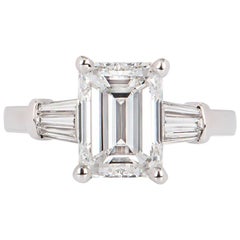 GIA Certified Emerald Cut Three-Stone Diamond Ring 3.62 Carat G/VVS2