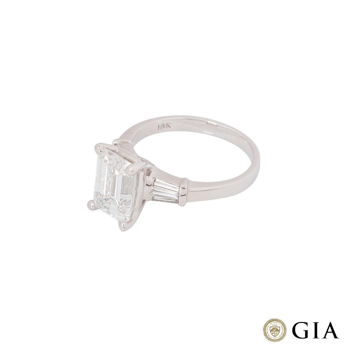 GIA Certified Emerald Cut Three-Stone Diamond Ring 3.62 Carat G/VVS2 1