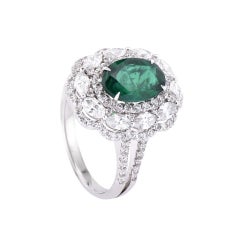 GIA Certified Emerald and Diamond Cocktail Ring