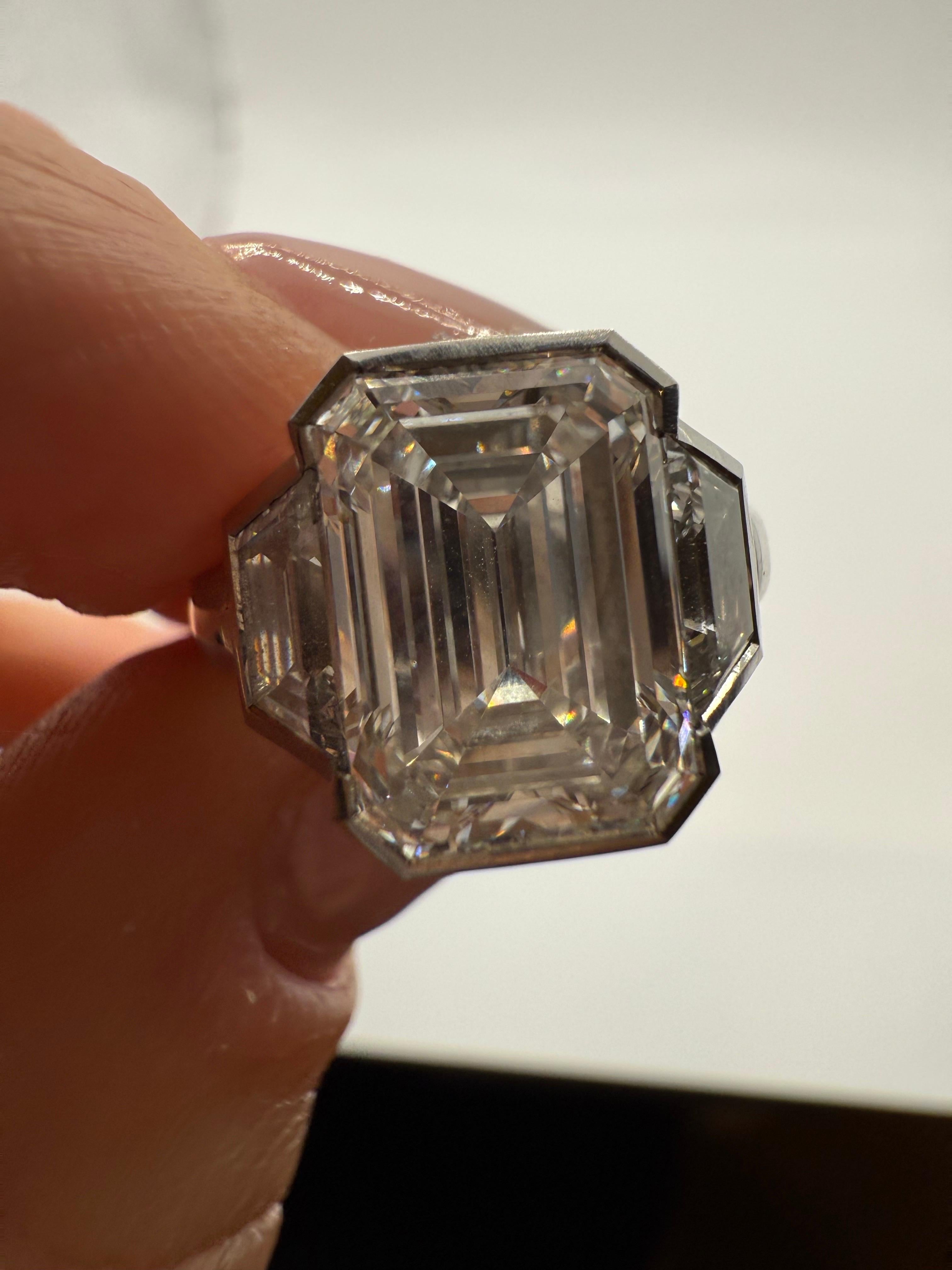 Bague illusion diamant émeraude certifiée GIA, en platine 4 carats Unisexe en vente