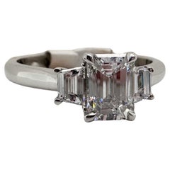 GIA-zertifizierter Smaragd-Diamant-Ring 1,01 Karat VVS2 F Verlobungsring