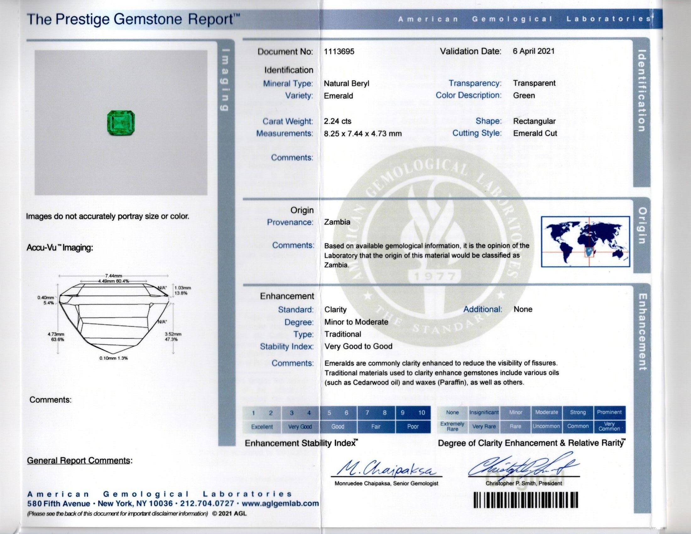 GIA Certified Emerald & Diamond Three Stone Ring 2