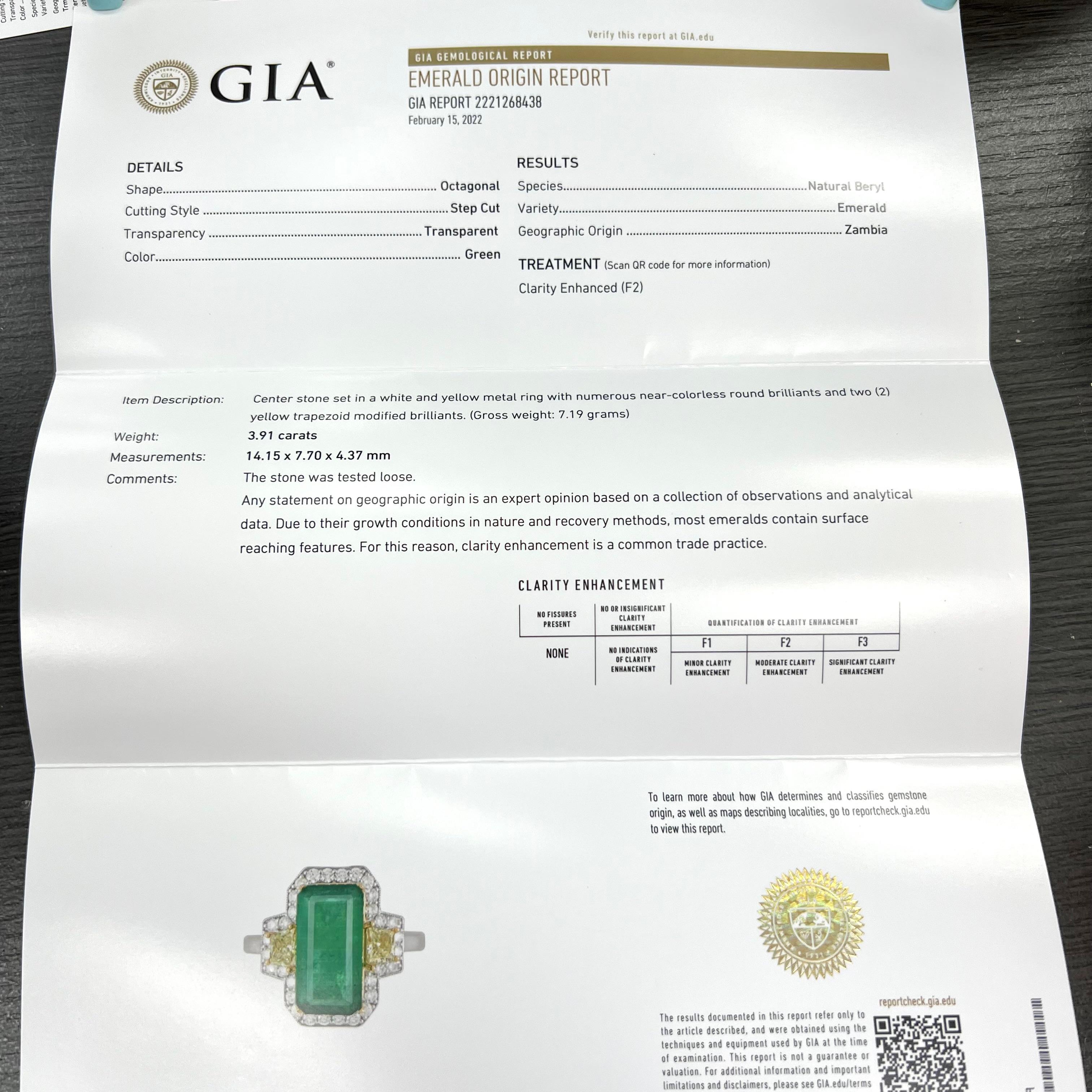 GIA Certified Emerald Platinum Diamond Ring 5