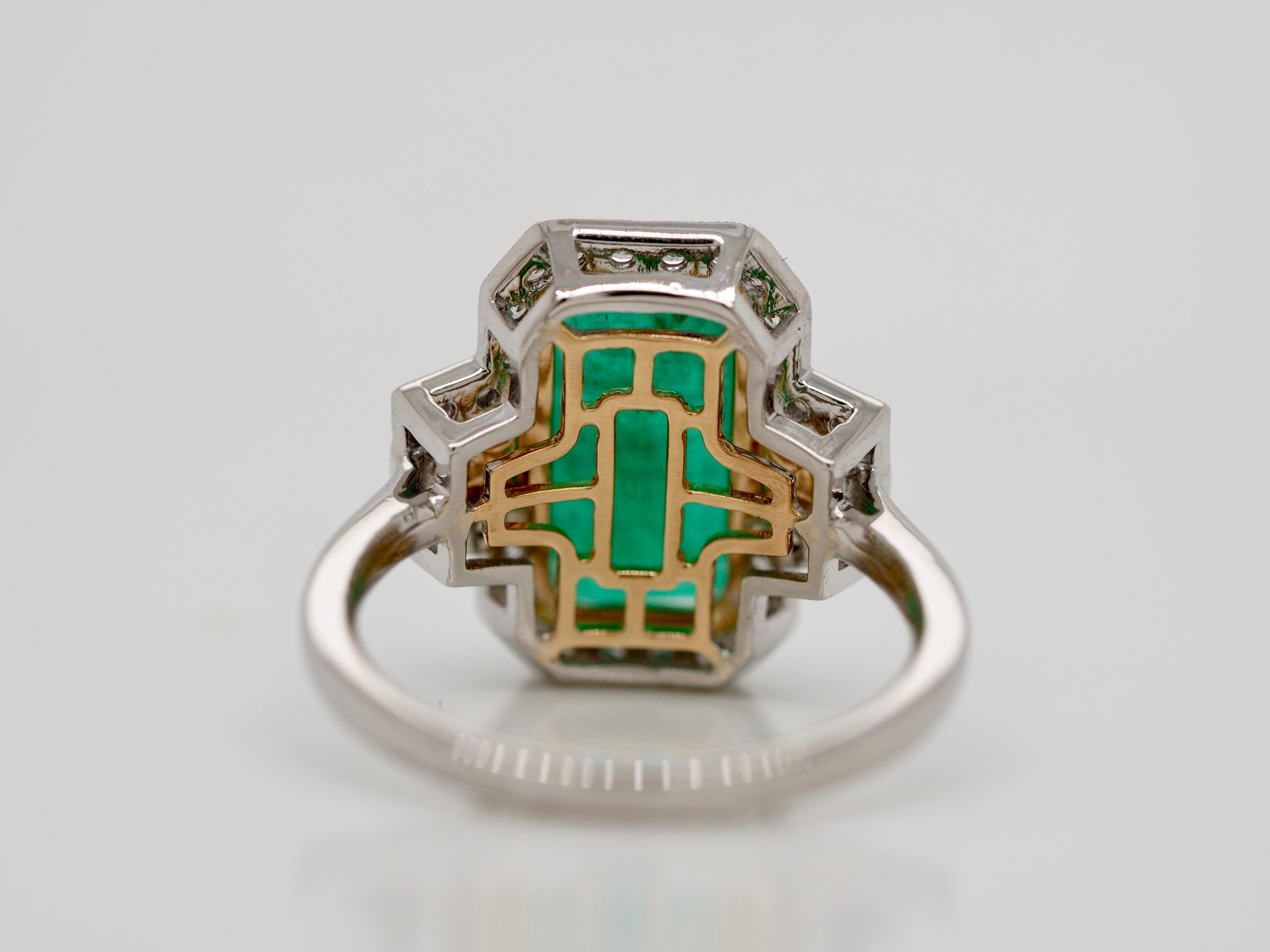 Emerald Cut GIA Certified Emerald Platinum Diamond Ring