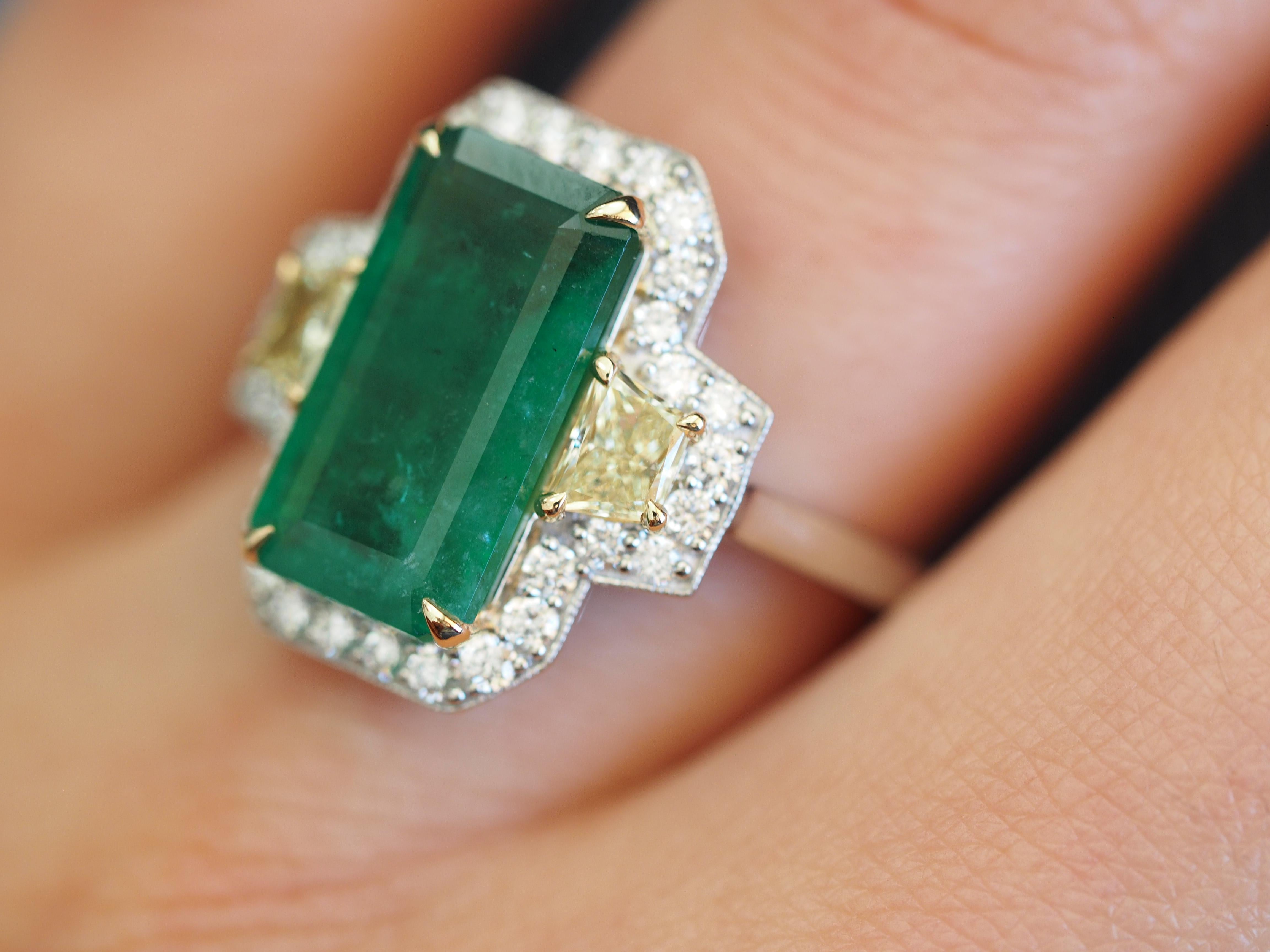 GIA Certified Emerald Platinum Diamond Ring 2