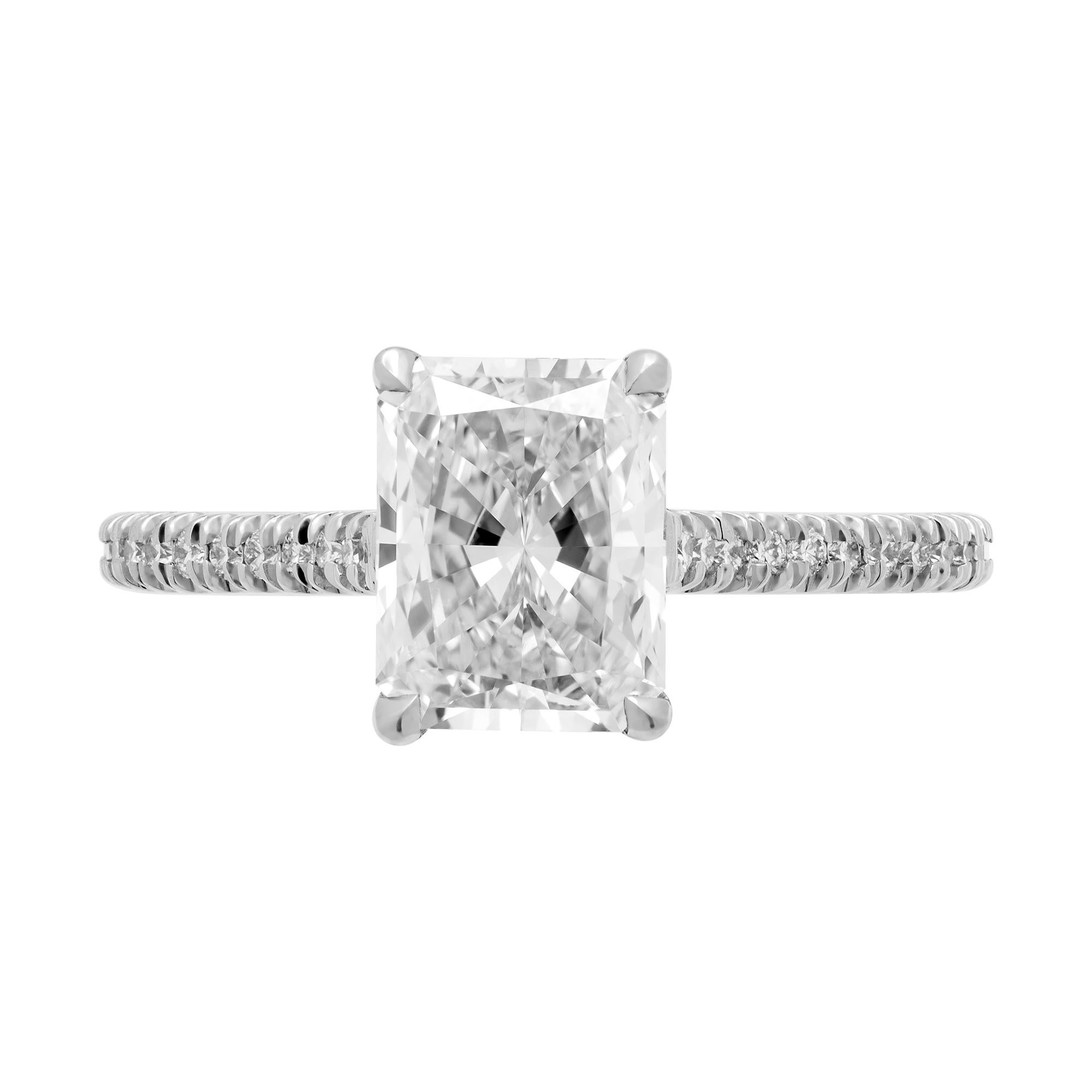 radiant cut cathedral style engagement ring