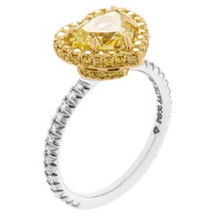 Bague de fiançailles certifiée GIA avec diamant jaune fantaisie en forme de cœur VS2 de 2,01 carats