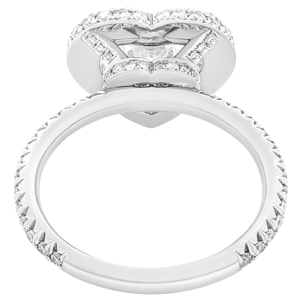 Modern GIA Certified Engagement Ring with 2.01 Carat H VS1 Heart Shape Diamond For Sale