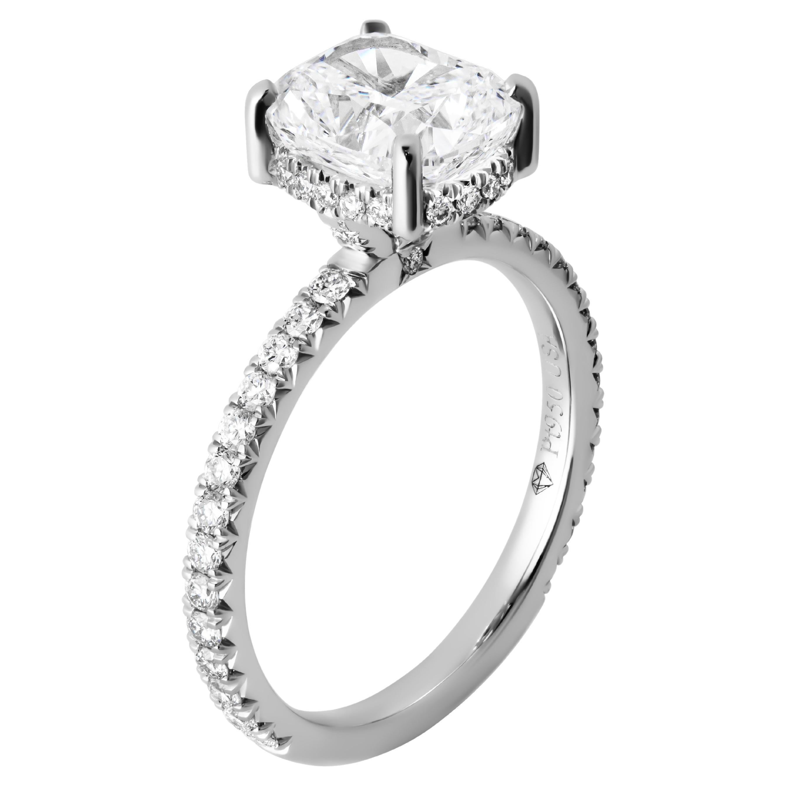 GIA Certified Engagement ring with 2.10ct D VS2 Cushion Diamond