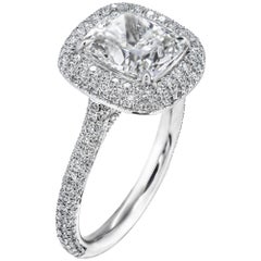 GIA Certified Engagement Ring with 3.03 Carat Cushion Cut Diamond