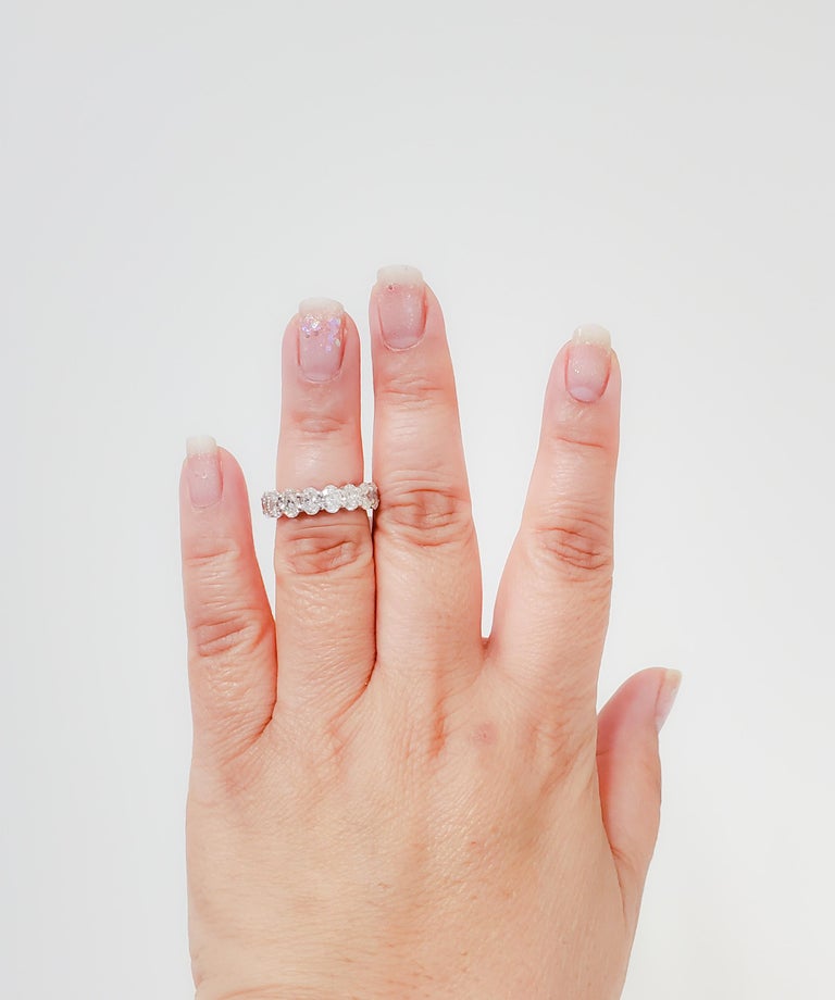 GIA Certified Estate Oval Eternity Band in 18k White Gold For Sale at ...