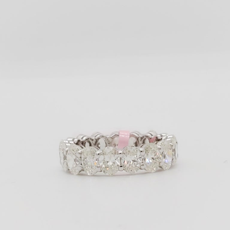 GIA Certified Estate Oval Eternity Band in 18k White Gold For Sale at ...