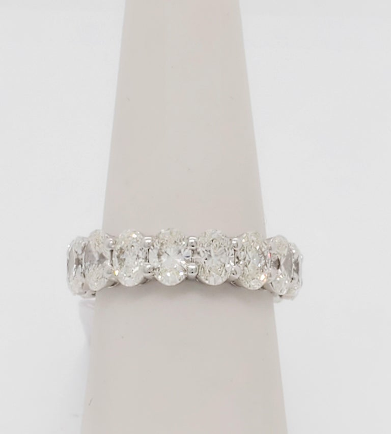 GIA Certified Estate Oval Eternity Band in 18k White Gold For Sale at ...