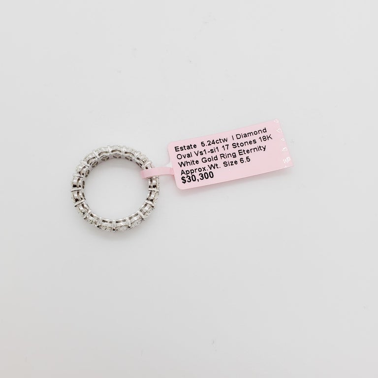 GIA Certified Estate Oval Eternity Band in 18k White Gold For Sale at ...