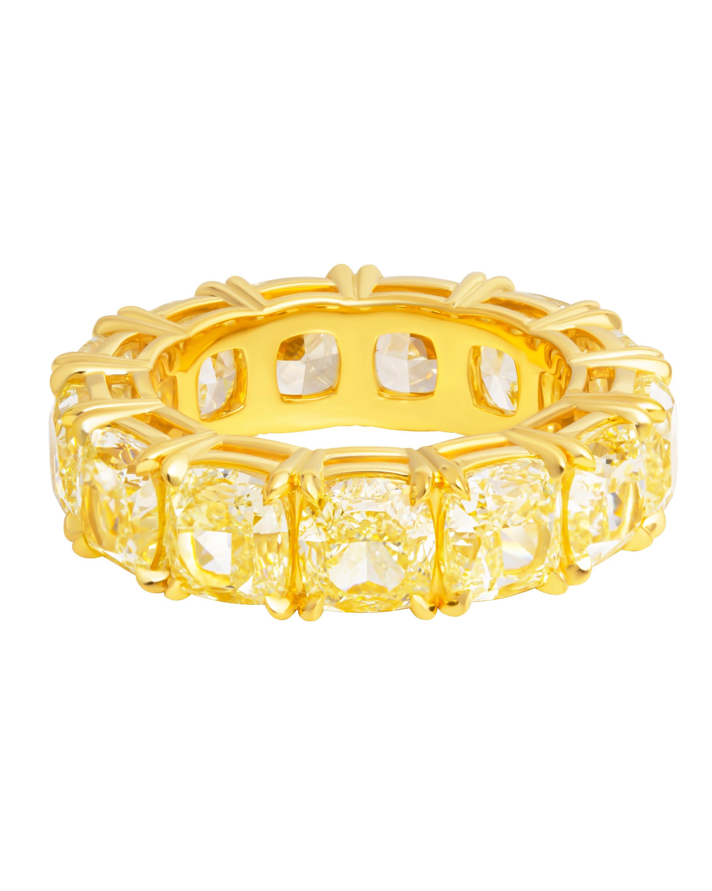 Moderne Bracelet éternel certifié GIA avec diamants coussins de 1 ct chacun de couleur jaune clair fantaisie en vente