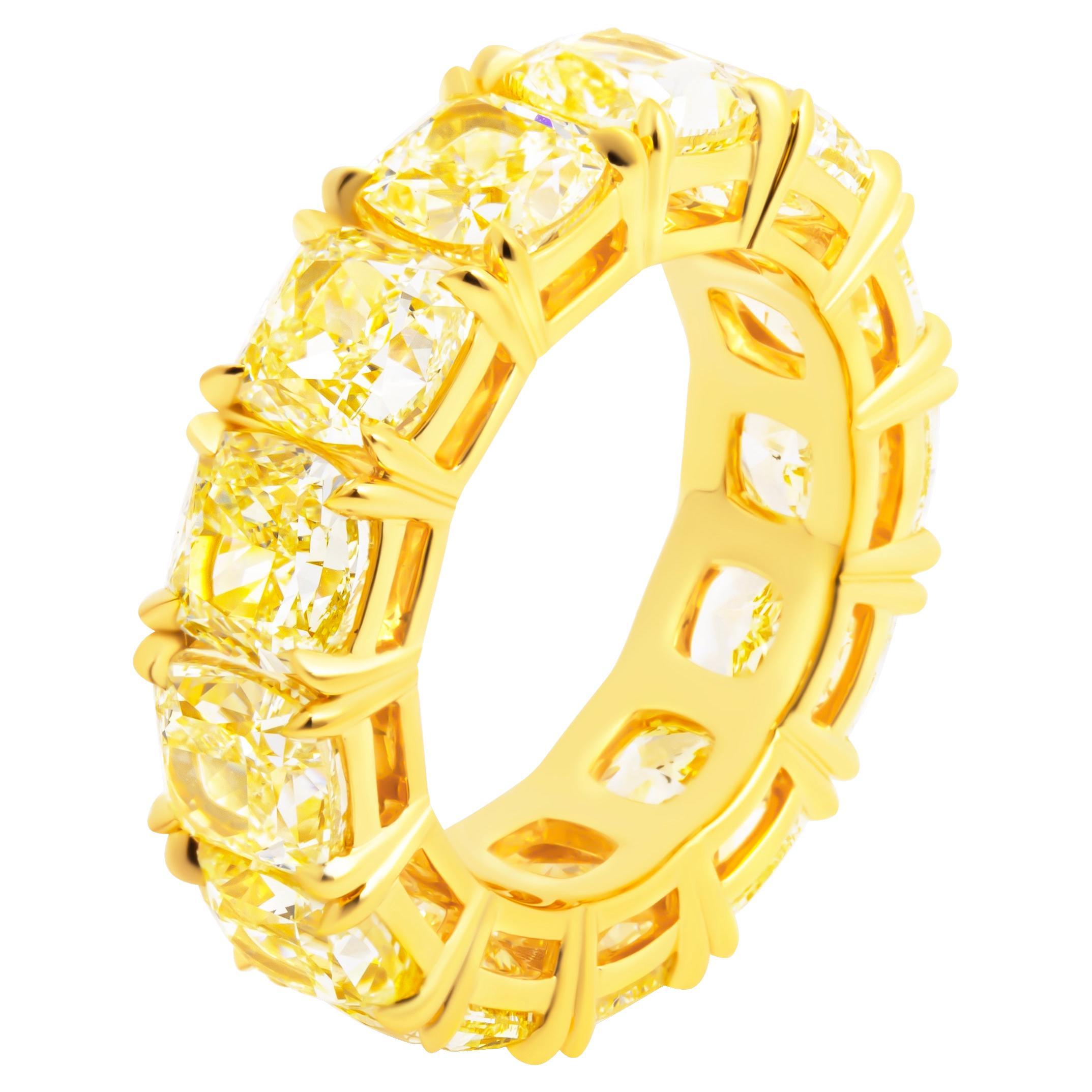 Bracelet éternel certifié GIA avec diamants coussins de 1 ct chacun de couleur jaune clair fantaisie
