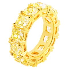 GIA Certified Eternity Band with 1 ct each Fancy Light Yellow Cushion Diamonds