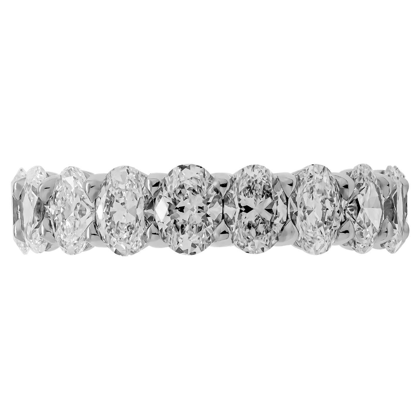 GIA Certified Eternity band with 5.43 Carat Oval Diamonds
Mounted in Platinum 950, 18 Oval diamonds won't miss a sparkle! 
Beautiful cut, bold and classy 
Each stone is 0.30ct - delivers a large high end look!
Each stone is GIA Certified: 
•	0.30ct