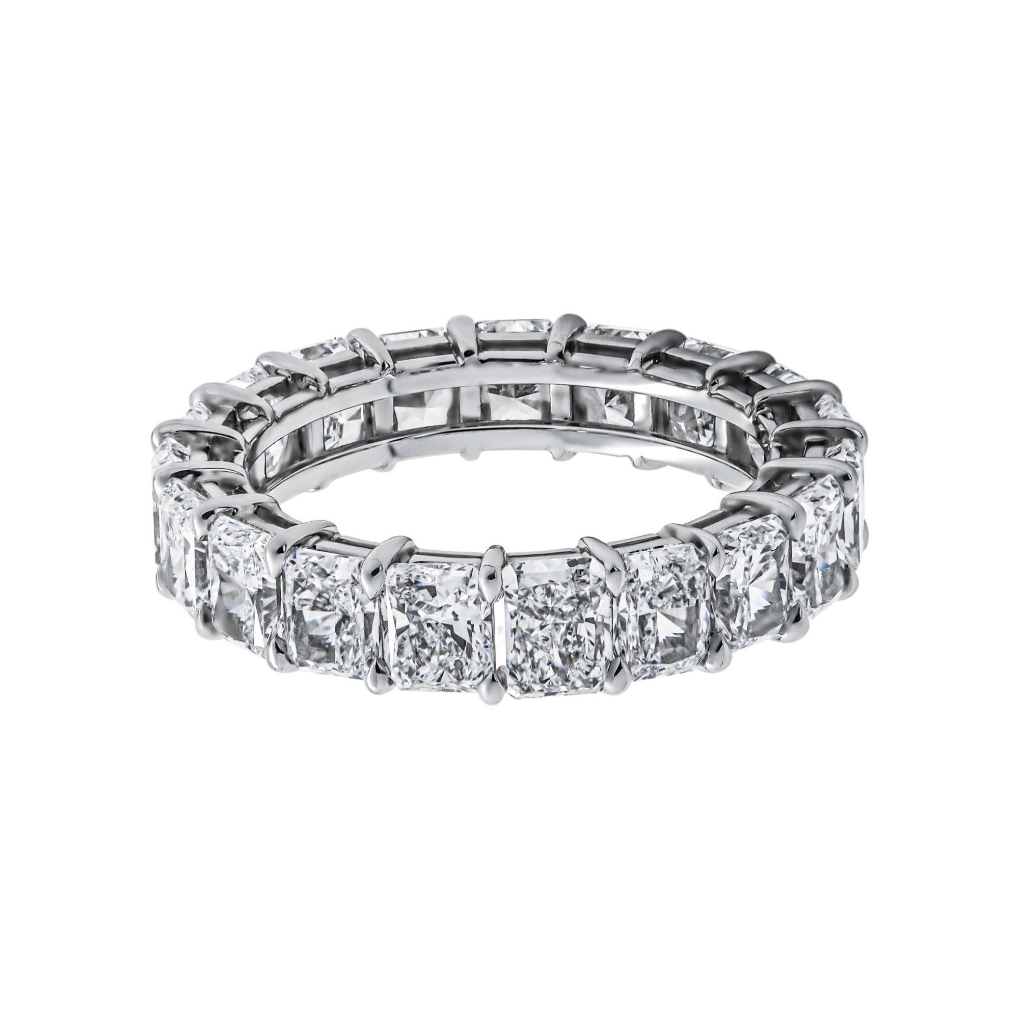 GIA Certified Eternity Band with 5.81 Carat Radiant Cut Diamonds In New Condition In New York, NY