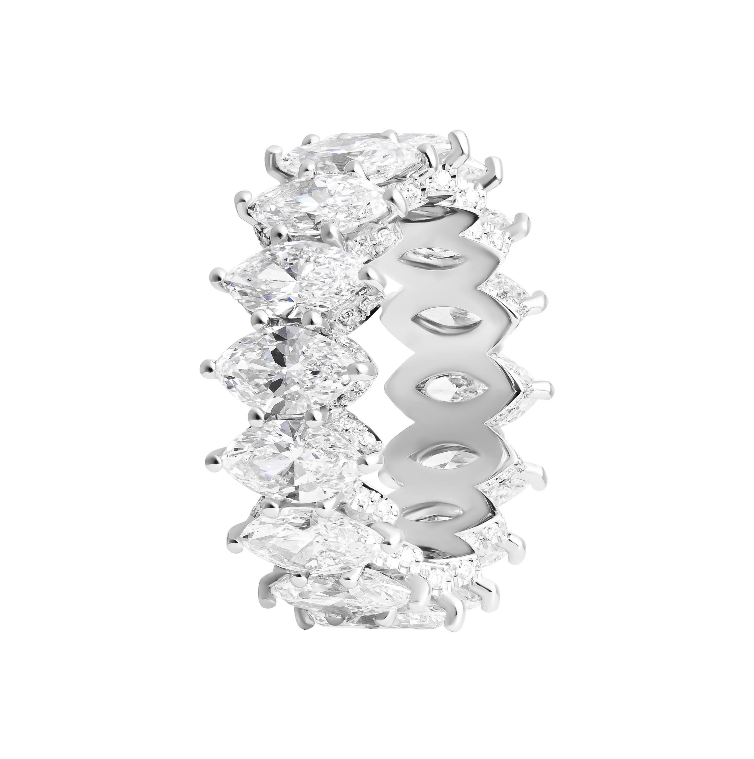 Modern GIA Certified Eternity Band with Marquee Diamonds For Sale