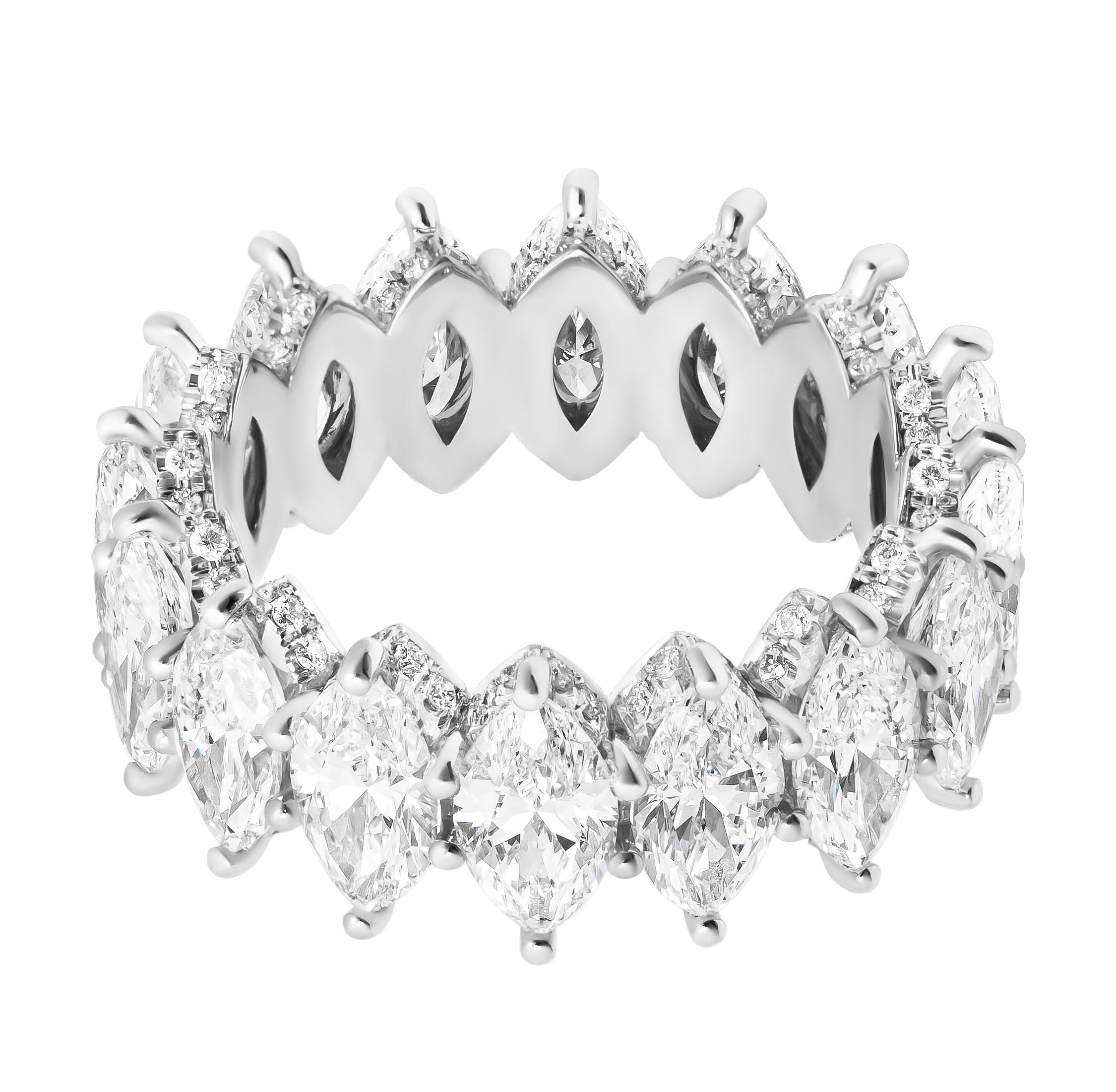 GIA Certified Eternity Band with Marquee Diamonds In New Condition For Sale In New York, NY