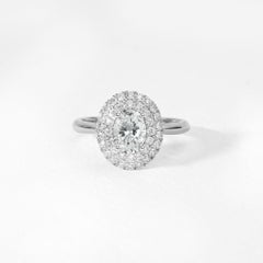 GIA Certified 1.5ct Oval Diamond Double Halo Engagement Ring in 18K White Gold