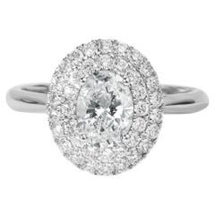 GIA Certified Exquisite 1.5 Carat Oval Cut Diamond Double Halo Engagement Ring