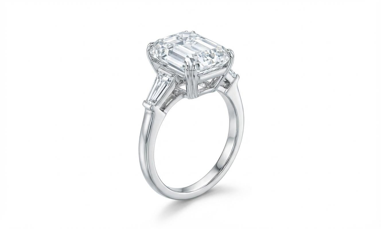 Bague en diamant certifié GIA, 4ct, taille émeraude Neuf - En vente à Chicago, IL
