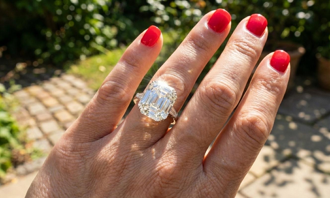 Bague en diamant certifié GIA, 4ct, taille émeraude en vente 1