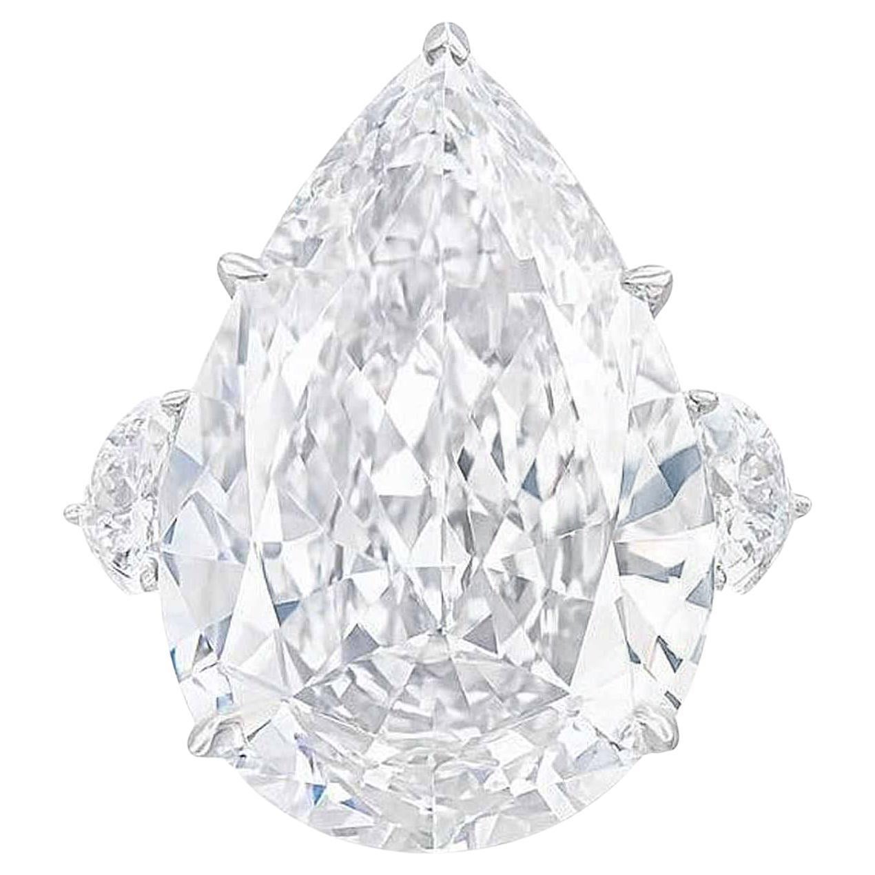 GIA Certified Exquisite 8 Carat Pear Brilliant Diamond Ring For Sale