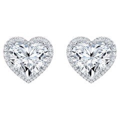 GIA Certified F/E Color 4 Carat Heart Shape Diamond Studs (clous d'oreilles en forme de cœur)