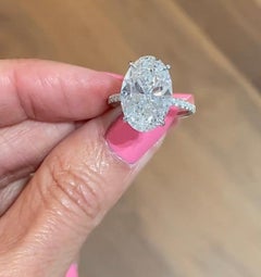 GIA Certified  6.00 Cts F/VS2 Oval Cut  Natural Diamond 18K Gold Solitaire Ring