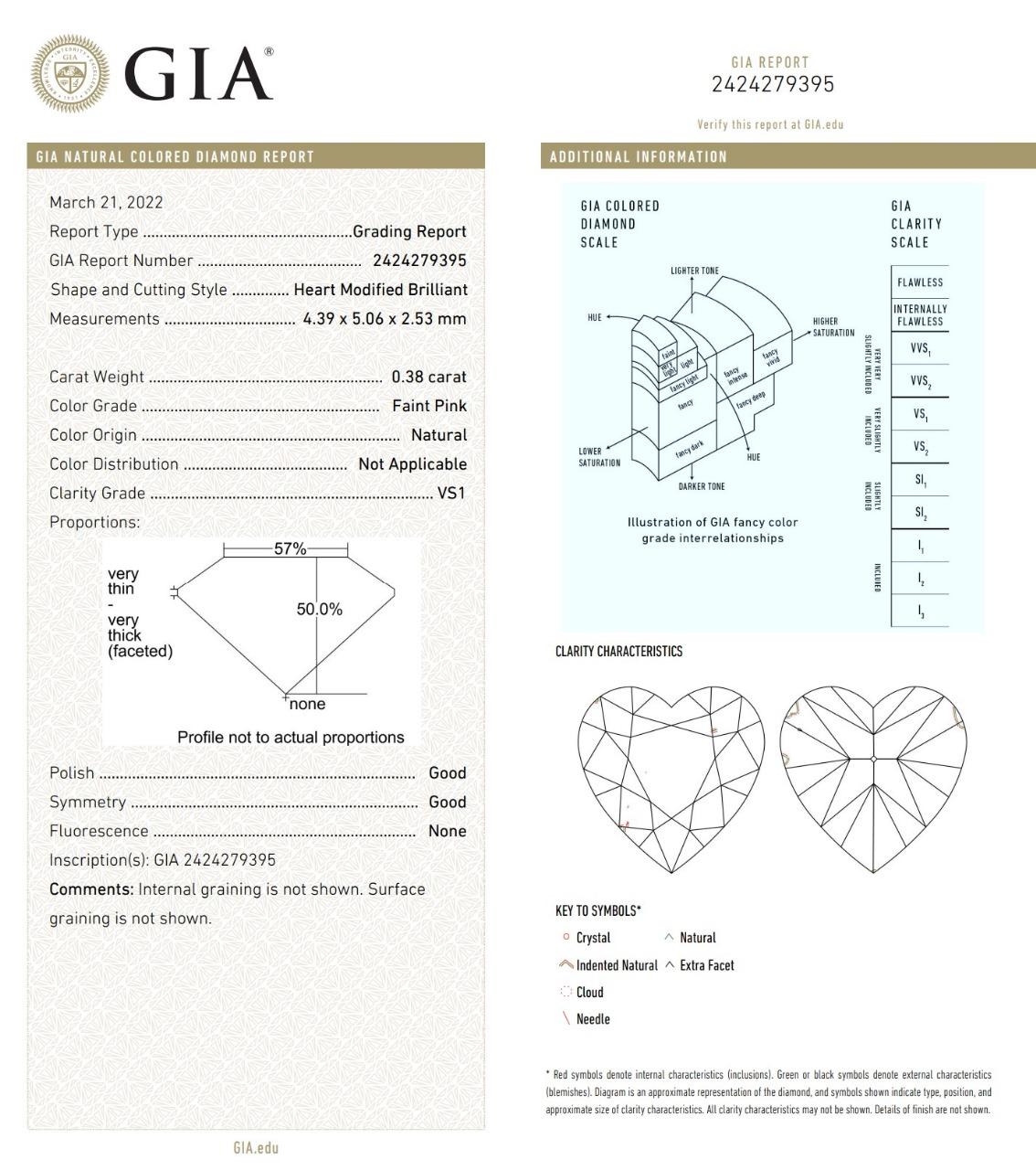 GIA Certified Faint Pink Diamond Earrings For Sale 2