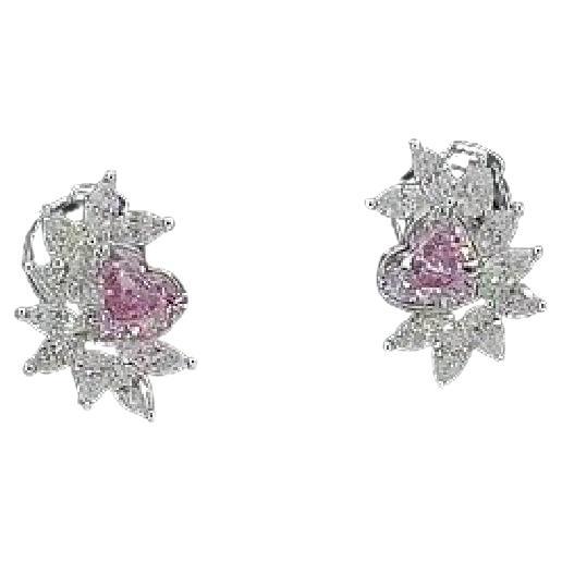 GIA Certified Faint Pink Diamond Earrings For Sale