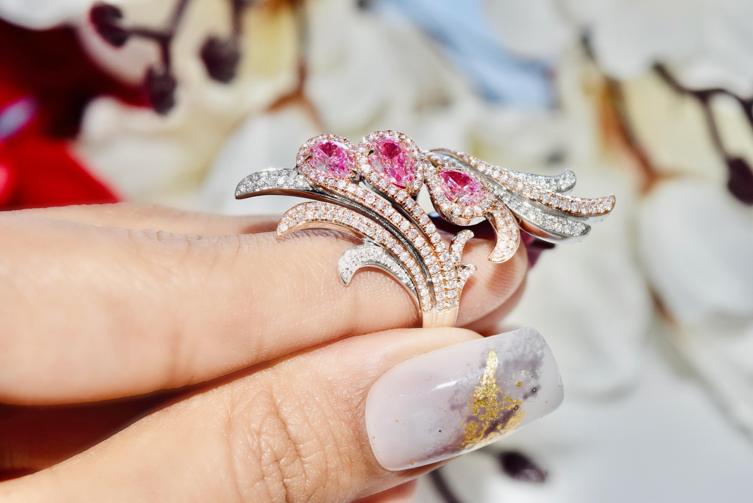 GIA Certified Faint Pink Diamond Ring In New Condition For Sale In บางรัก, TH