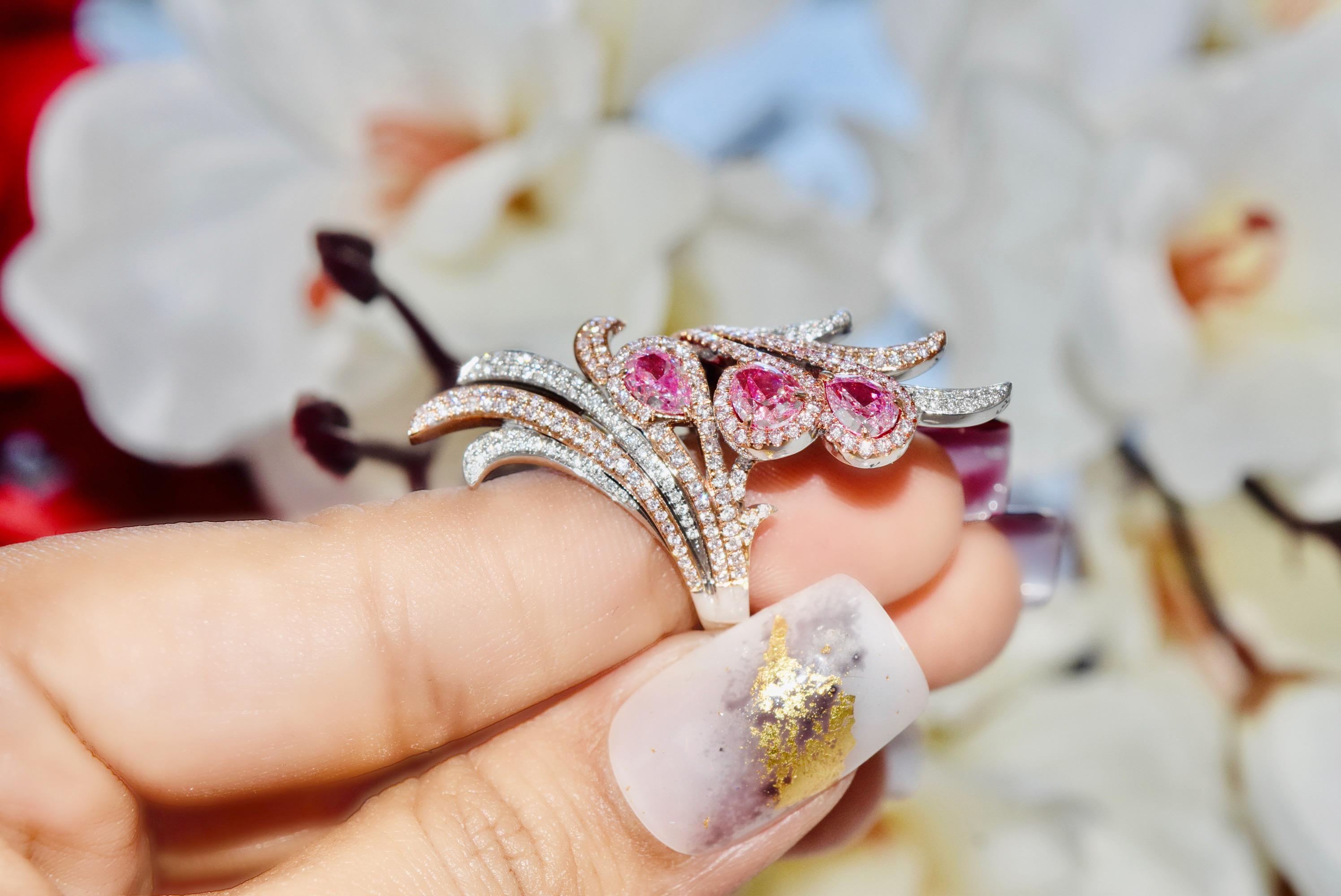 Women's or Men's GIA Certified Faint Pink Diamond Ring For Sale