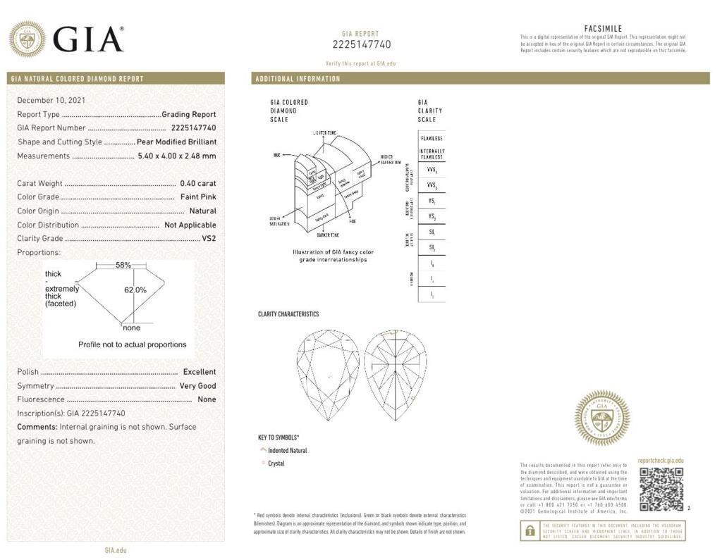 GIA Certified Faint Pink Diamond Ring For Sale 2