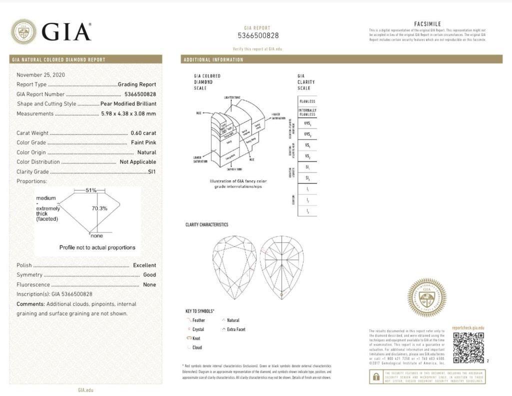 GIA Certified Faint Pink Diamond Ring For Sale 3