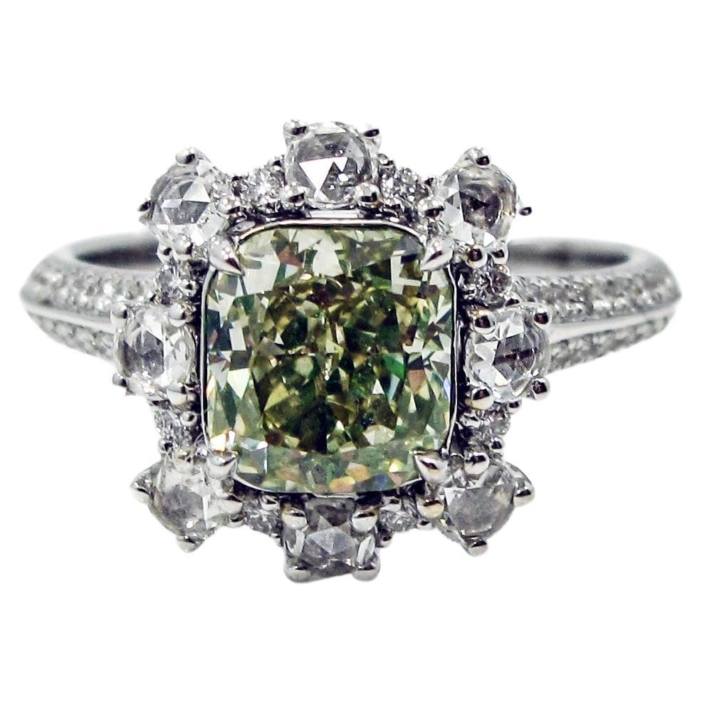 GIA Certified Fancy Brown-Greenish Yellow Diamond Cocktail Ring For Sale