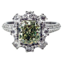 GIA Certified Fancy Brown-Greenish Yellow Diamond Cocktail Ring