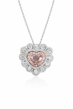 GIA Certified Fancy Brown Pink Diamond Heart Convertible Ring / Pendant