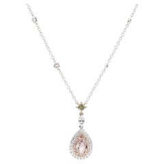 GIA Certified Fancy Brown-Pink Pear Diamond 1.92 Carat TW Gold Drop Pendant