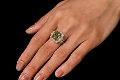 GIA Certified Fancy Brownish Greenish Yellow Diamond Stud Earrings & Ring Set