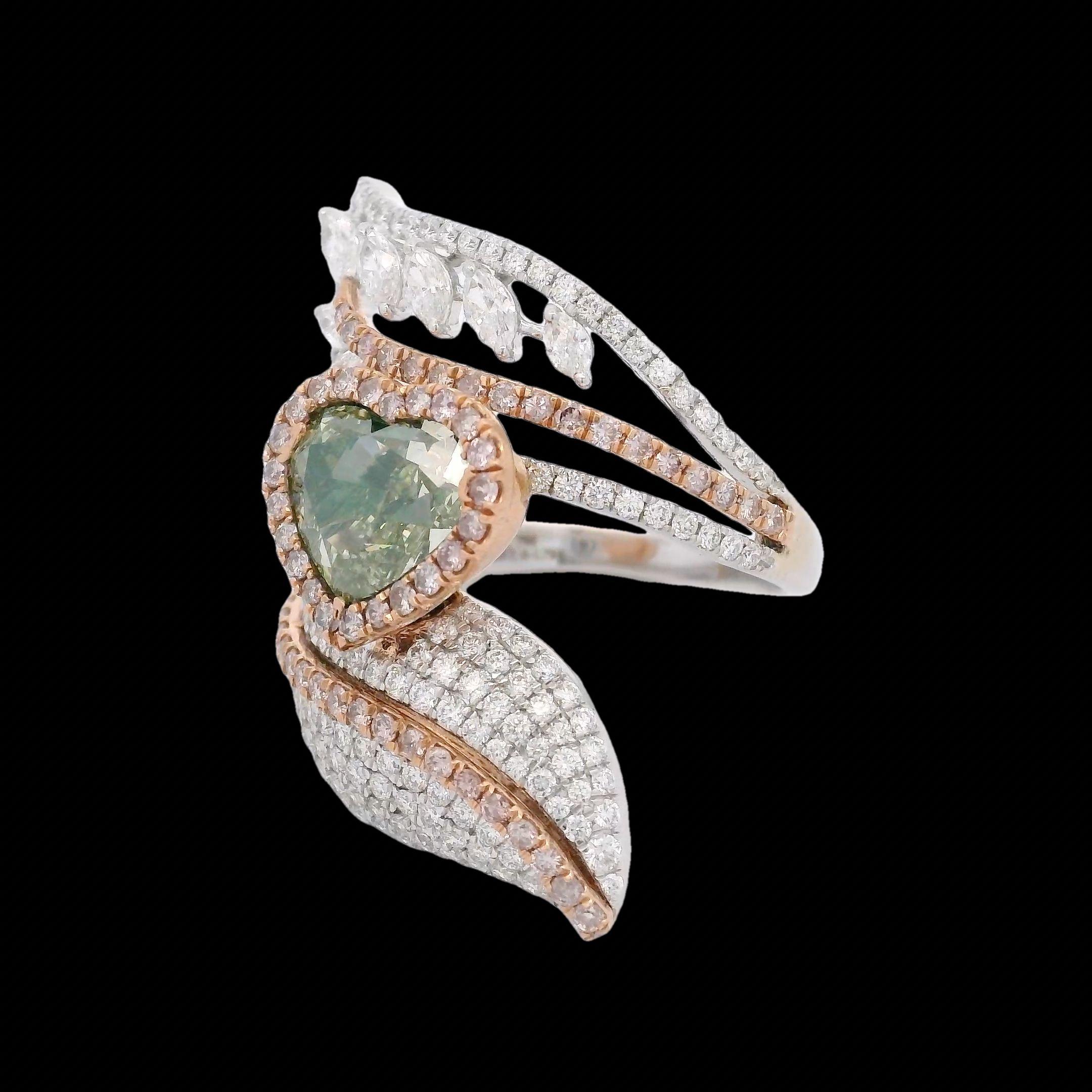 GIA Certified Fancy Brownish Greenish Yellow VS1 Clarity Diamond Ring In New Condition For Sale In บางรัก, TH