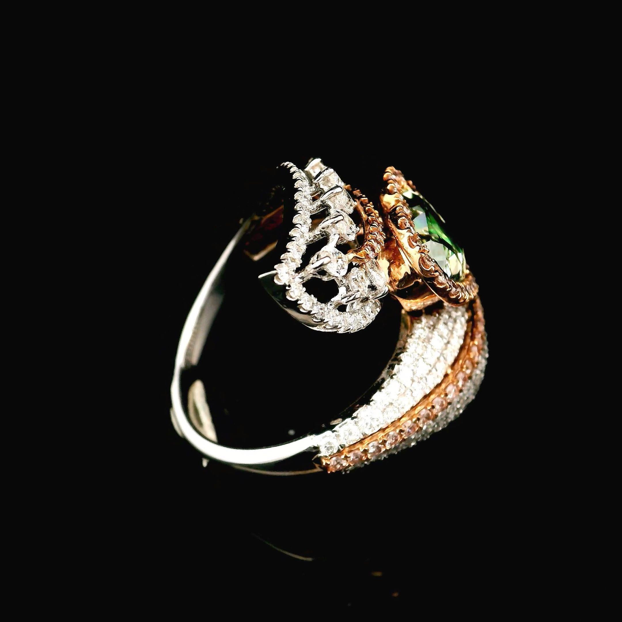 GIA Certified Fancy Brownish Greenish Yellow VS1 Clarity Diamond Ring For Sale 2